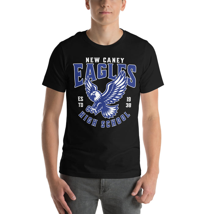 Man wearing New Caney High School Eagles Black Premium Unisex T-shirt 213