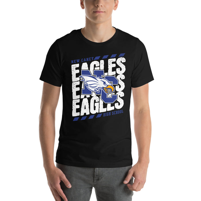 Man wearing New Caney High School Eagles Black Premium Unisex T-shirt 223