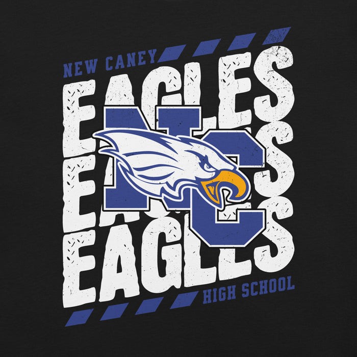 Close-up view of New Caney High School Eagles Black Premium Unisex T-shirt 223