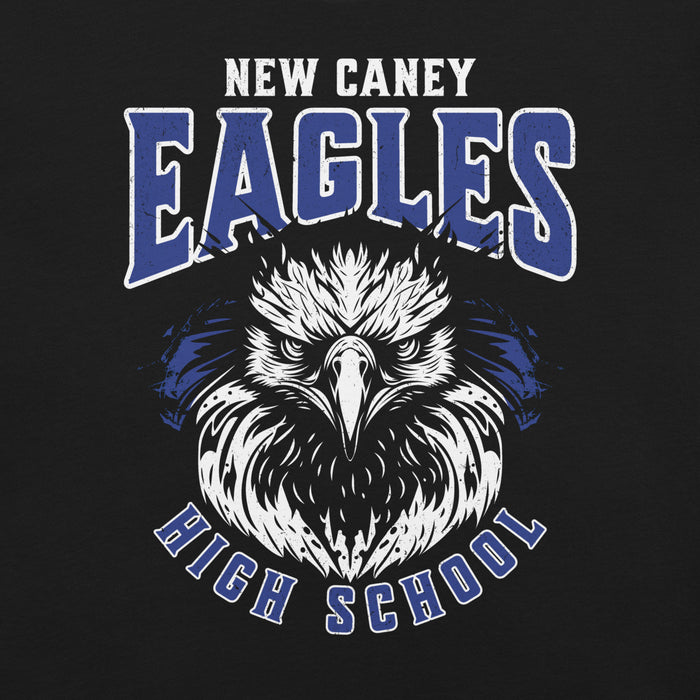 Close-up view of New Caney High School Eagles Black Premium Unisex T-shirt 224