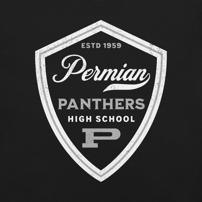 Close-up view of Permian High School Panthers Black Premium Unisex T-shirt 225