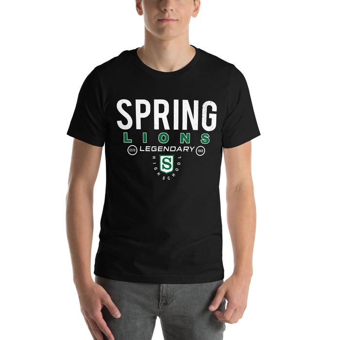 Man wearing Spring High School Lions Black Premium Unisex T-shirt 003