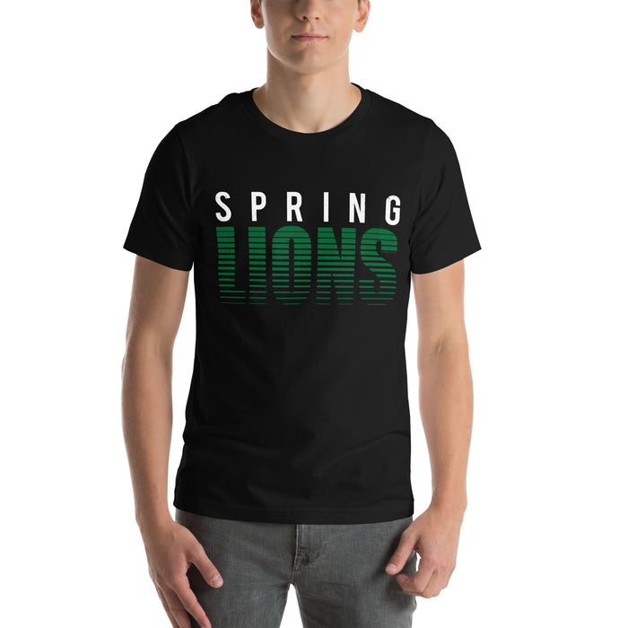 Man wearing Spring High School Lions Black Premium Unisex T-shirt 024