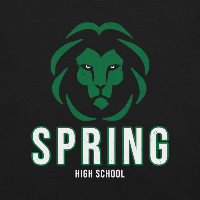 Close-up view of Spring High School Lions Black Premium Unisex T-shirt 226