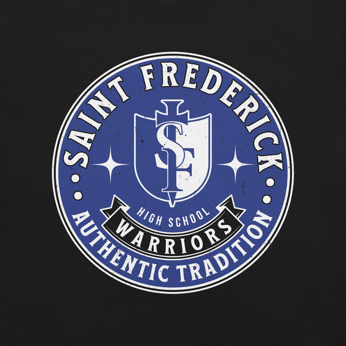 Close-up view of St. Frederick High School Warriors Black Premium Unisex T-shirt 215