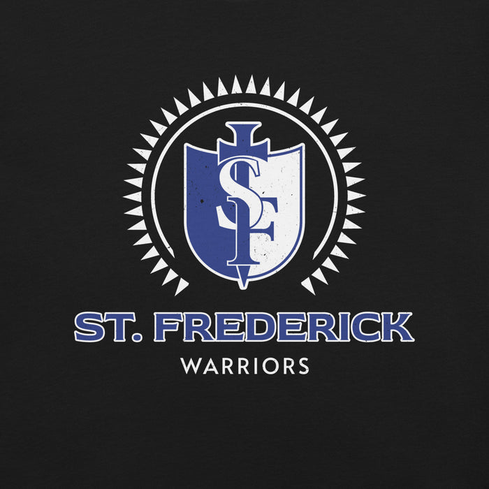 Close-up view of St. Frederick High School Warriors Black Premium Unisex T-shirt 226