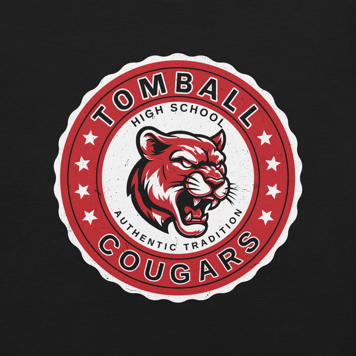 Close-up view of Tomball High School Cougars Black Premium Unisex T-shirt 216