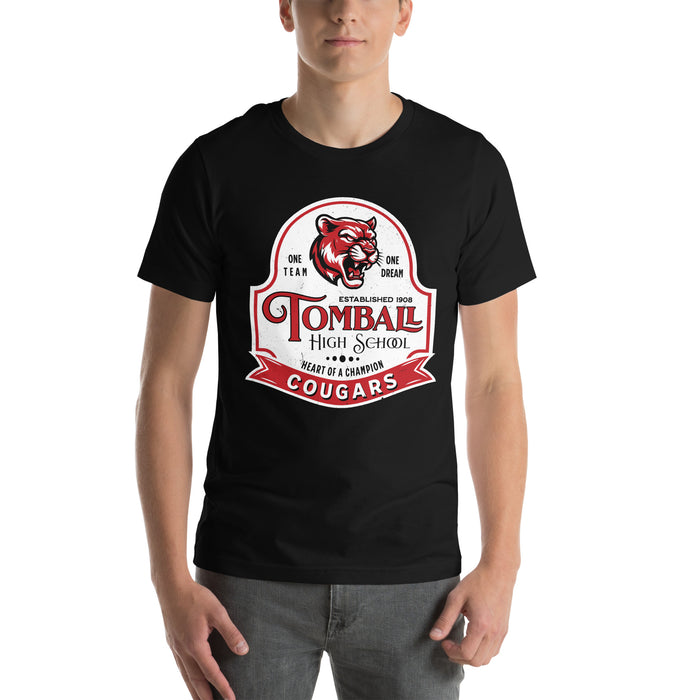 Man wearing Tomball High School Cougars Black Premium Unisex T-shirt 219