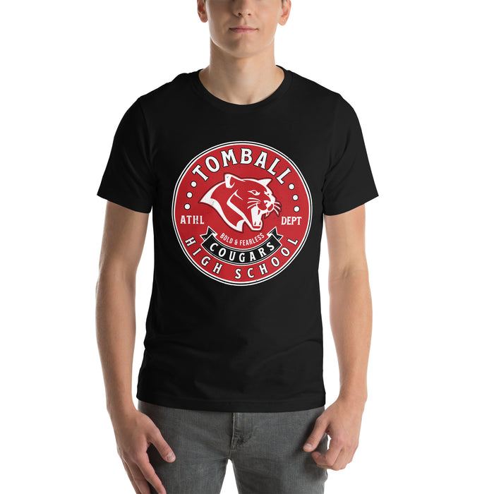 Man wearing Tomball High School Cougars Black Premium Unisex T-shirt 215