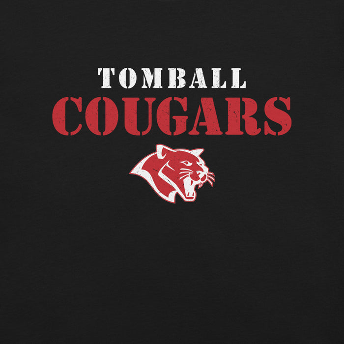 Close-up view of Tomball High School Cougars Black Premium Unisex T-shirt 222