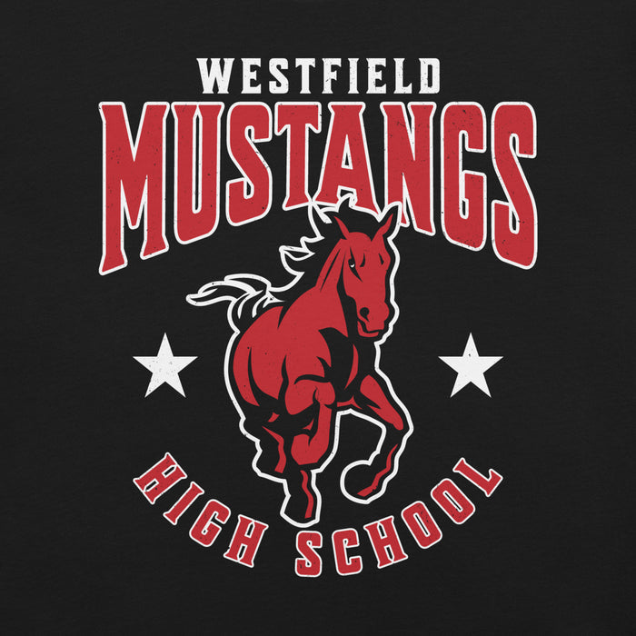 Close-p view of Westfield High School Mustangs Black Premium Unisex T-shirt 213