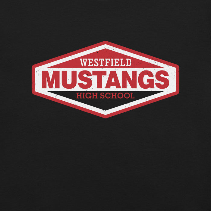 Close-up view of Westfield High School Mustangs Black Premium Unisex T-shirt 009