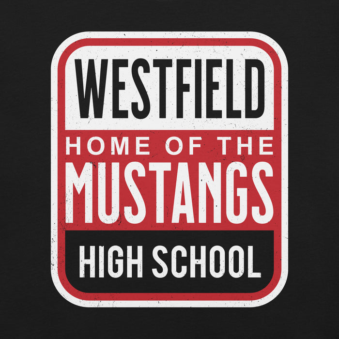 Close-up view of Westfield High School Mustangs Black Premium Unisex T-shirt 001