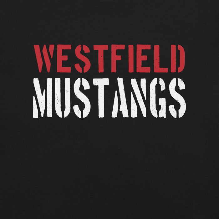 Close-up view of Westfield High School Mustangs Black Premium Unisex T-shirt 017