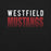 Close-up view of Westfield High School Mustangs Black Premium Unisex T-shirt 024