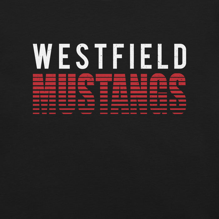 Close-up view of Westfield High School Mustangs Black Premium Unisex T-shirt 024