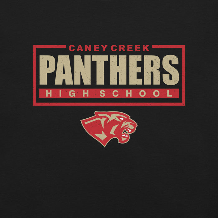 Close-up view of Caney Creek High School Panthers Black Premium Unisex T-shirt 049