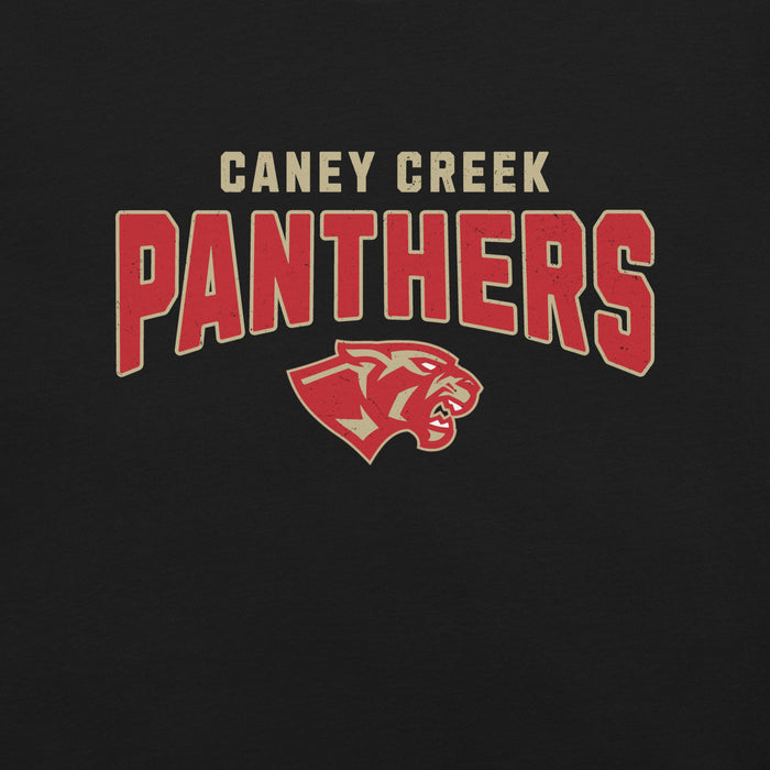 Close-up view of Caney Creek High School Panthers Black Premium Unisex T-shirt 223