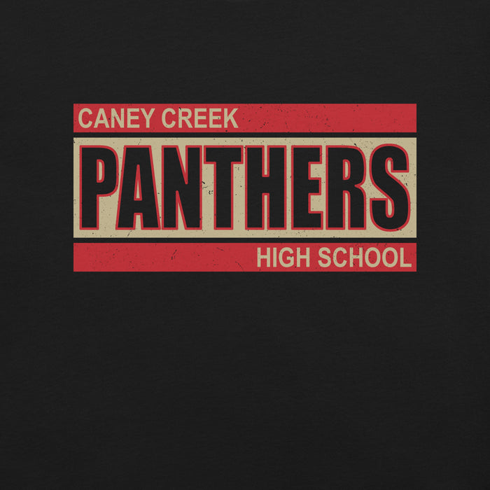 Close-up view of Caney Creek High School Panthers Black Premium Unisex T-shirt 098