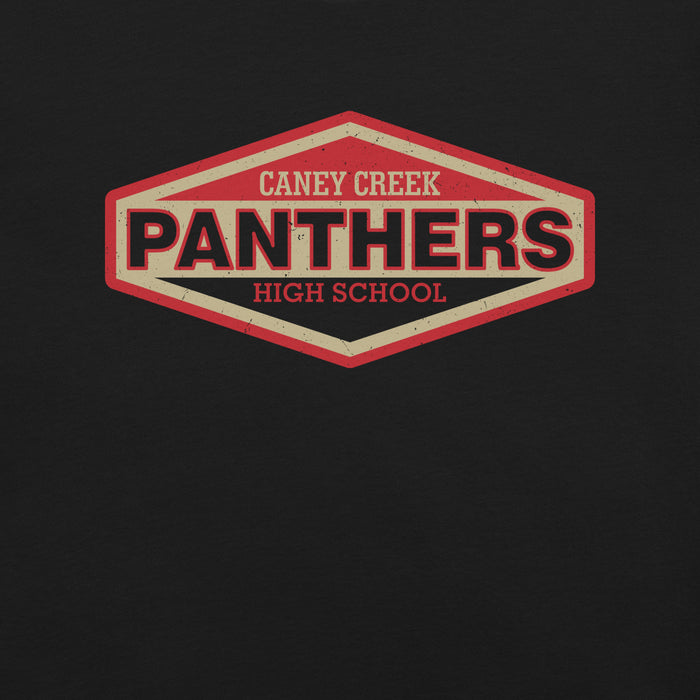 Close-up view of Caney Creek High School Panthers Black Premium Unisex T-shirt 009