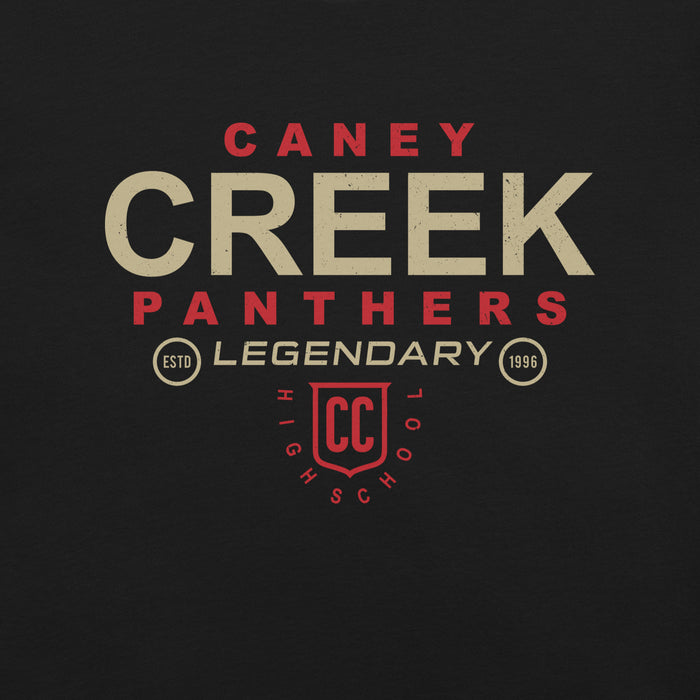 Close-up view of Caney Creek High School Panthers Black Premium Unisex T-shirt 003