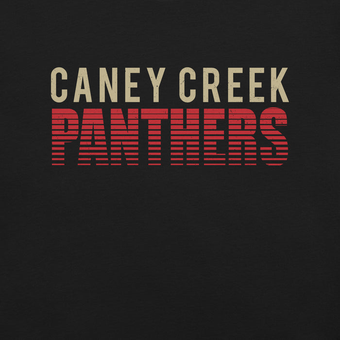 Close-up view of Caney Creek High School Panthers Black Premium Unisex T-shirt 024