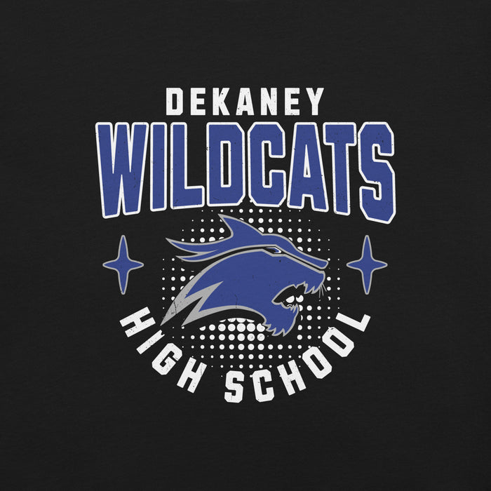 Close-up view of Dekaney High School Wildcats Black Premium Unisex T-shirt 204