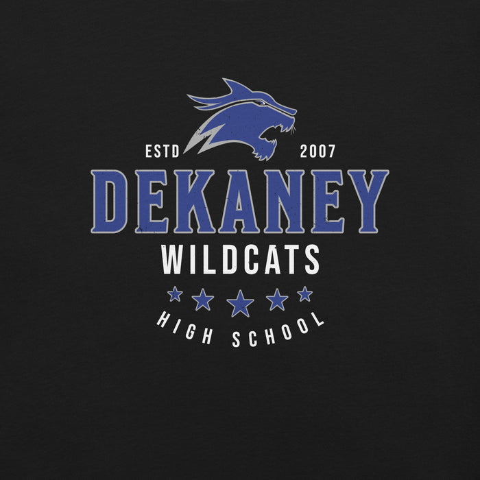 Back view of Dekaney High School Wildcats Black Premium Unisex T-shirt 217
