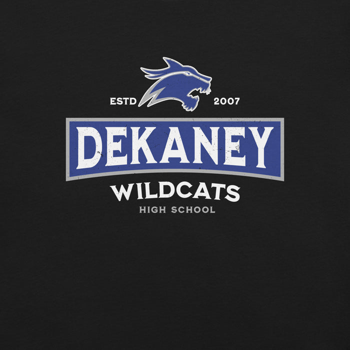Close-up view of Dekaney High School Wildcats Black Premium Unisex T-shirt 202