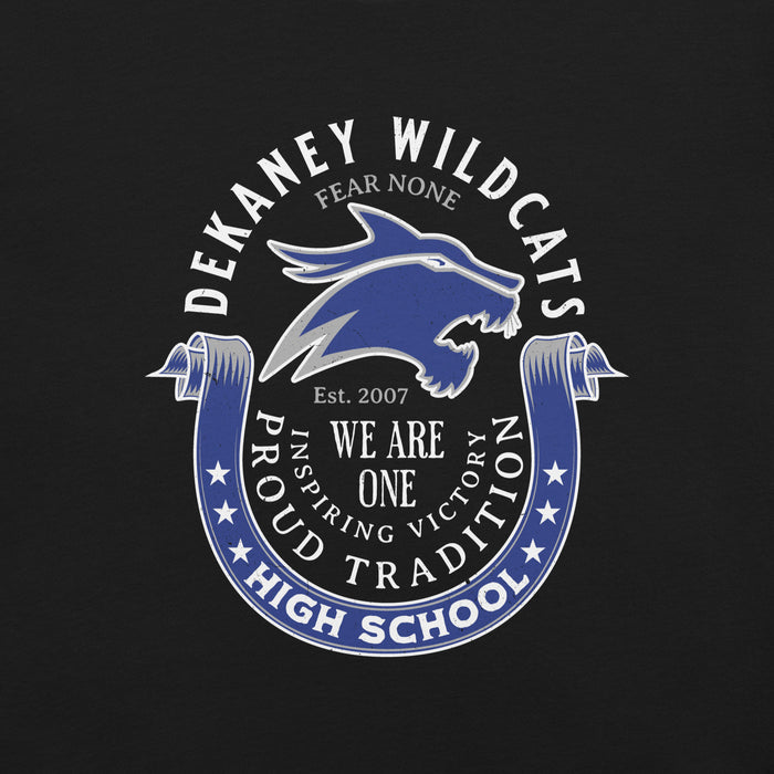 Man wearing Dekaney High School Wildcats Black Premium Unisex T-shirt 229