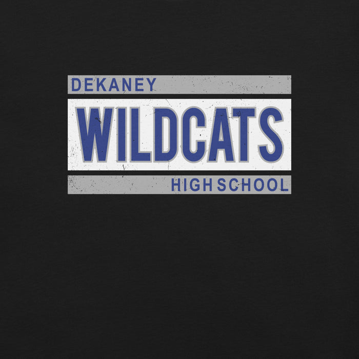 Close-up view of Dekaney High School Wildcats Black Premium Unisex T-shirt 098