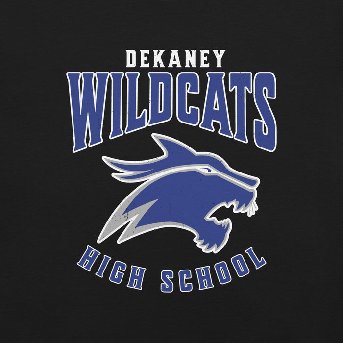 Close-up view of Dekaney High School Wildcats Black Premium Unisex T-shirt 213