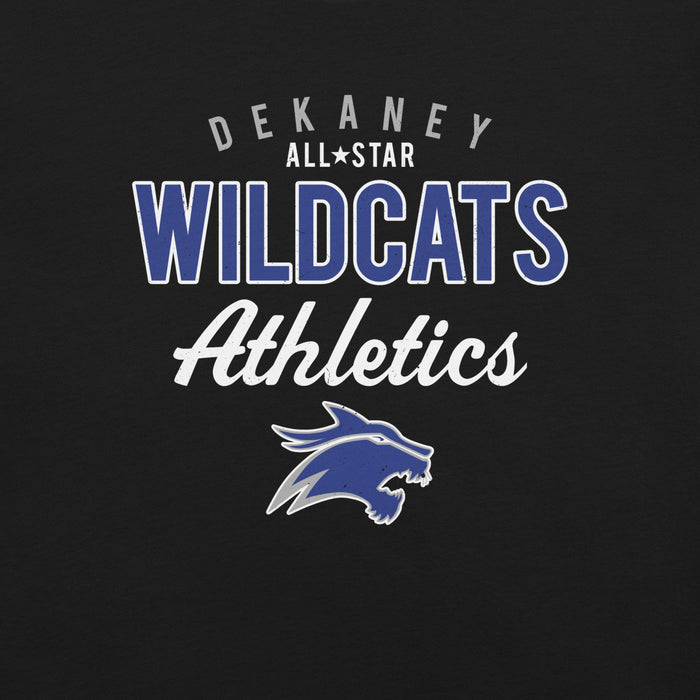 Close-up view of Dekaney High School Wildcats Black Premium Unisex T-shirt 034
