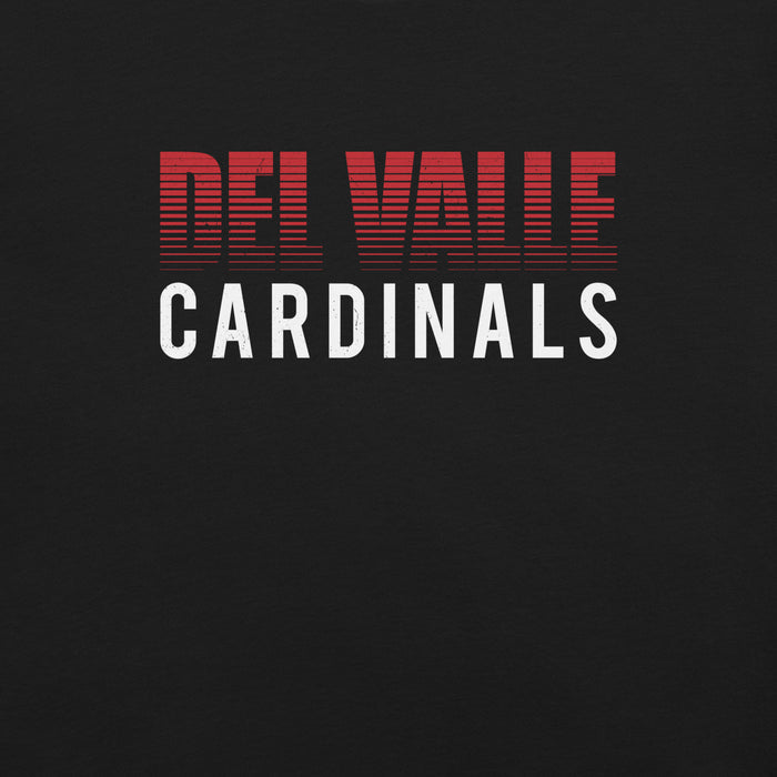 Close-up view of Del Valle High School Cardinals Black Premium Unisex T-shirt 024
