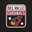 Close-up view of Del Valle High School Cardinals Black Premium Unisex T-shirt 001