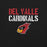 Close-up view of Del Valle High School Cardinals Black Premium Unisex T-shirt 017