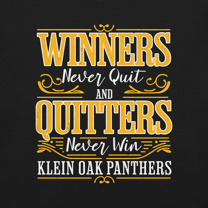 Close-up view of Klein Oak High School Panthers Premium Black Unisex T-shirt 237