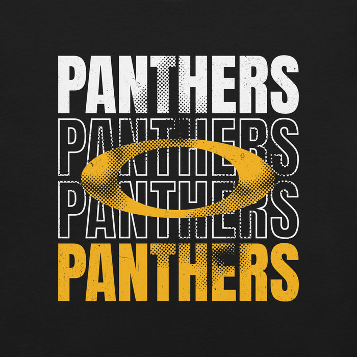 Close-up view of Klein Oak High School Panthers Premium Black Unisex T-shirt 233