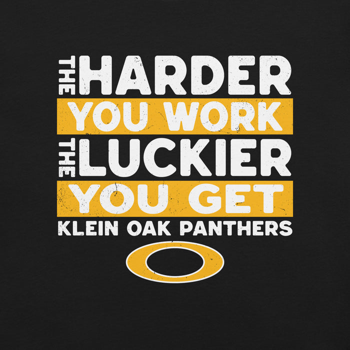 Close-up view of Klein Oak High School Panthers Premium Black Unisex T-shirt 238
