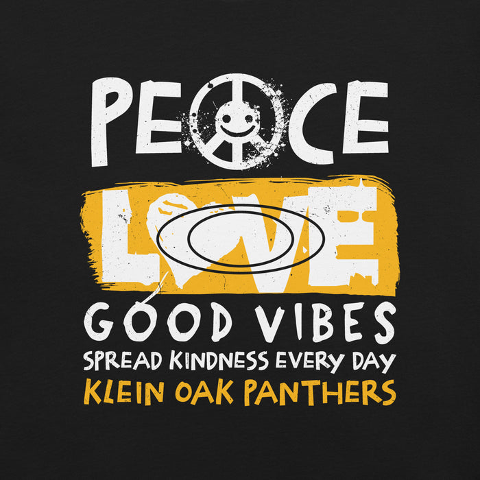 Close-up view of Klein Oak High School Panthers Premium Black Unisex T-shirt 240