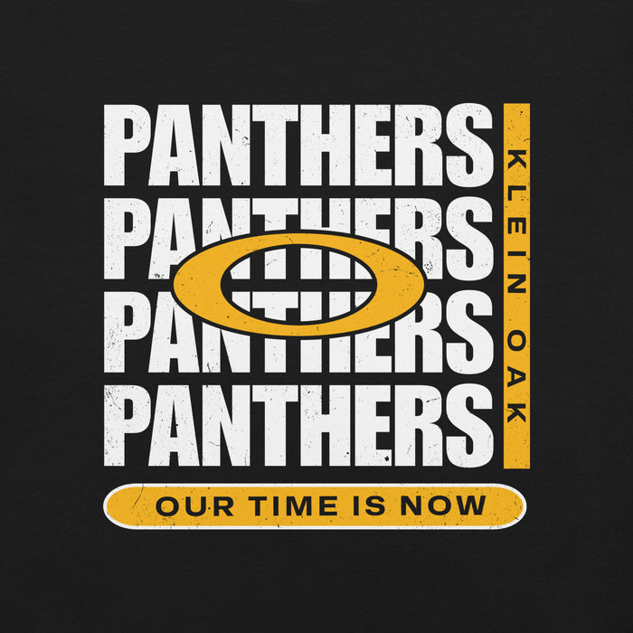 Close-up view of Klein Oak High School Panthers Premium Black Unisex T-shirt 235
