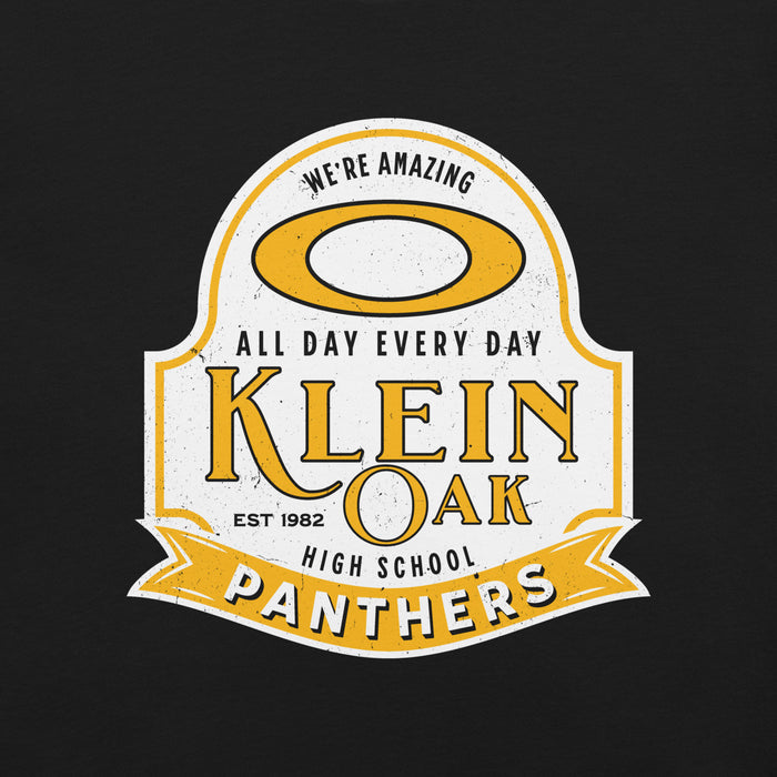 Back view of Klein Oak High School Panthers Premium Black Unisex T-shirt 219