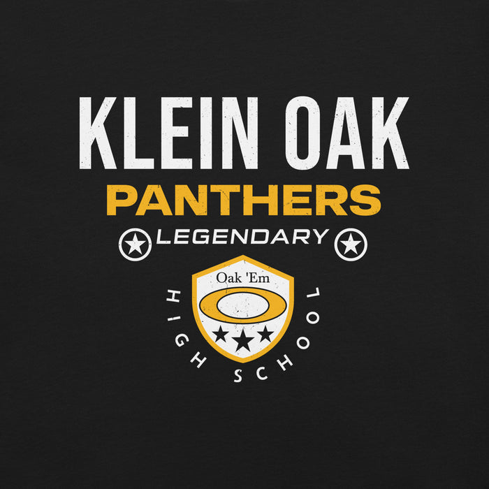 Close-up view of Klein Oak High School Panthers Premium Black Unisex T-shirt 003