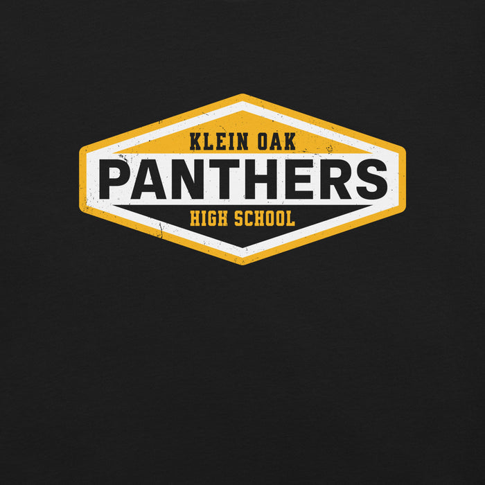 Close-up view of Klein Oak High School Panthers Premium Black Unisex T-shirt 009