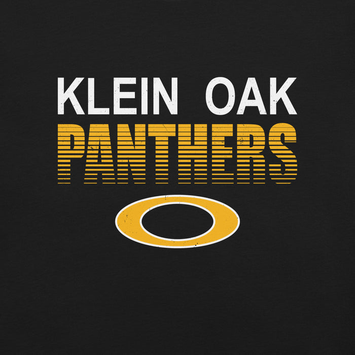 Close-up view of Klein Oak High School Panthers Premium Black Unisex T-shirt 024