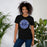 Woman wearing Hebron High School Hawks Black Premium Unisex T-shirt 239