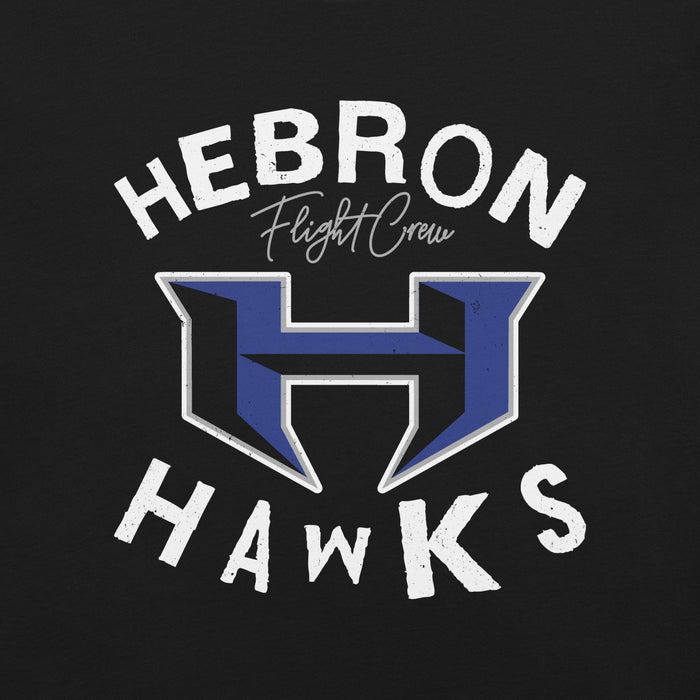 Close-up view of Hebron High School Hawks Black Premium Unisex T-shirt 228