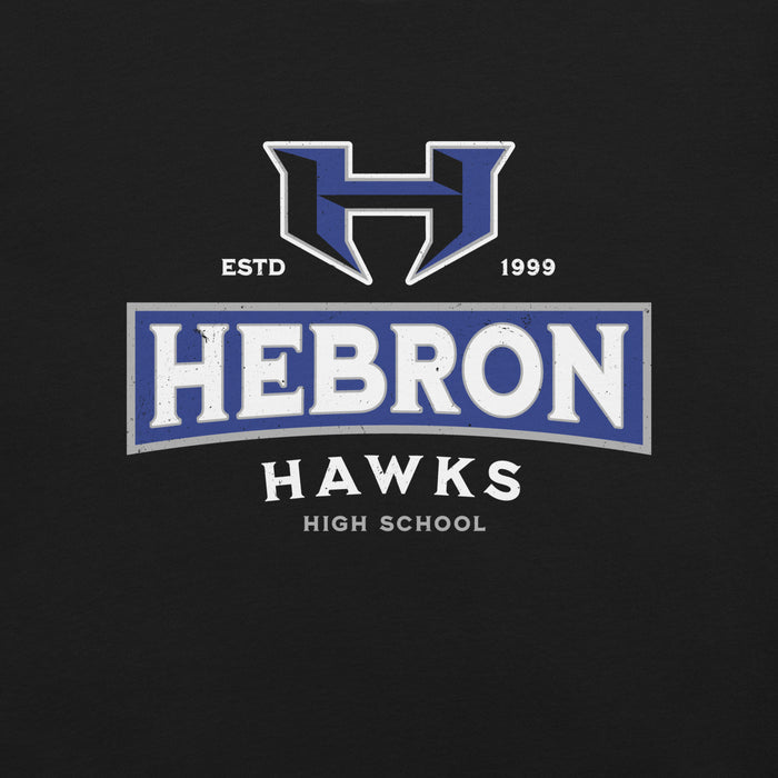 Close-up view of Hebron High School Hawks Black Premium Unisex T-shirt 202