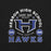 Close-up view of Hebron High School Hawks Black Premium Unisex T-shirt 208