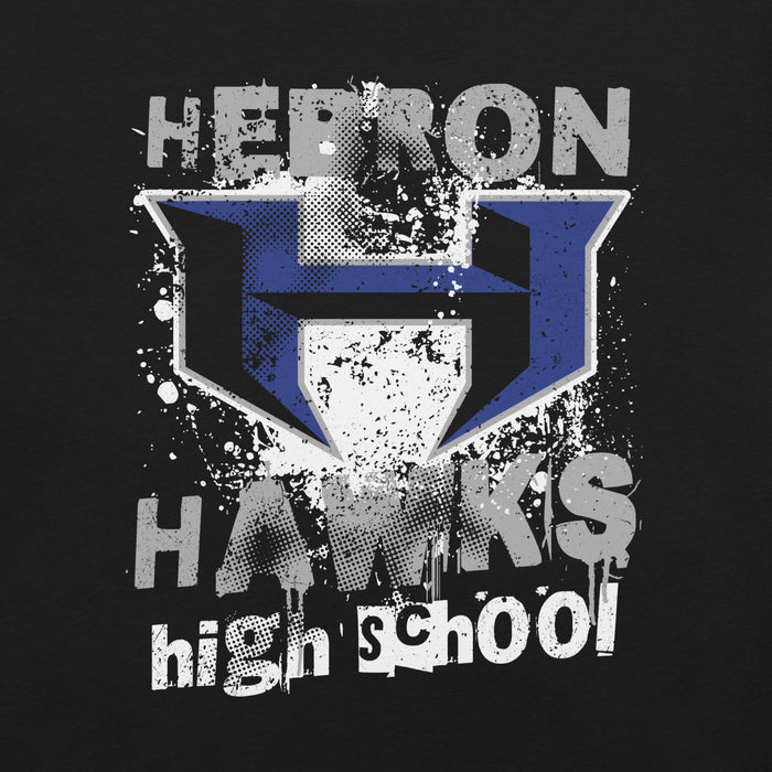 Close-up view of Hebron High School Hawks Black Premium Unisex T-shirt 205